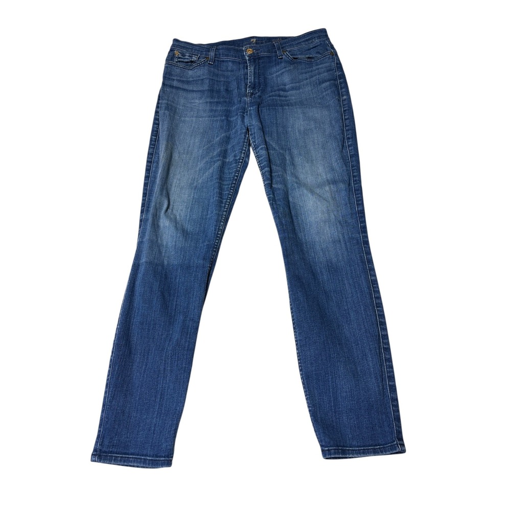 7 For All Mankind Ankle Guinevere Jeans Medium Wash Slim Leg‎ Blue Denim  31X28